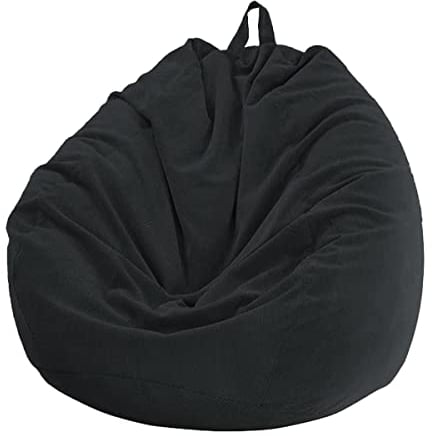 Chickwin Bezug für Sitzsack, Birne, Samt, Sitzsack, ohne Füllung, für drinnen und draußen, Entspannung, Liegestuhl, Wohnzimmer, Schlafzimmer, Kissen (Schwarz, 70 x 80 cm)