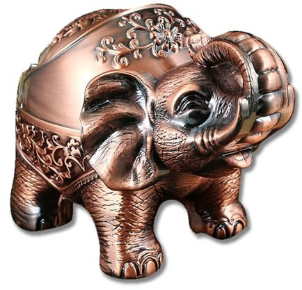 Elefant Aschenbecher Mit Deckel, Vintage Aschenbecher, Windfester Vintage-Aschenbecher mit Deckel Elefanten-Form, Zinklegierung Aschenbecher für Drinnen und Draußen, Bar Dekoration, Büro, Bronze