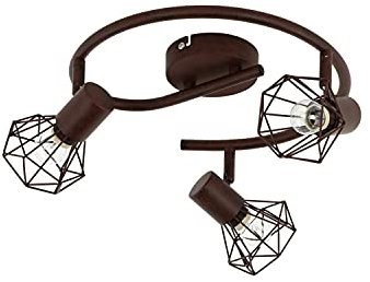 Easylight Retro Deckenstrahler Rostbraun Metall 3-flammig geometrischer Drahtschirm MIA Wohnzimmer Deckenlampe