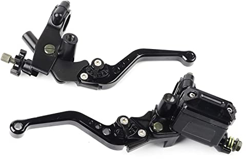 RUIRUIY Leve frizione Freno Moto universali 7/8in, Set maniglia leva frizione pompa superiore freno regolabile idraulicamente (nero)