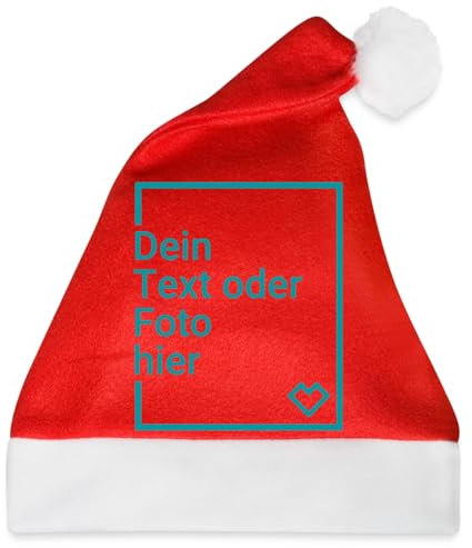 Spreadshirt Personalisierbare Weihnachtsmütze Selbst Gestalten Mit Text Oder Foto Weihnachtsmütze, One size, Rot