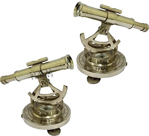 Nautisches Alidade-Kompass-Teleskop aus Messing, verchromt, Bürodekoration