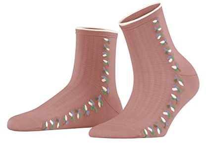 ESPRIT Damen Structured Leaves Kurzstrümpfe atmungsaktive Baumwolle Lyocell dünn gemustert 1 Paar | mit femininen Rollrand