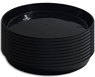 10 x Untersetzer für Blumentopf Pflanztopf rund Kunststoff Schwarz 9 verschiedene Größen zur Auswahl (Ø 22 cm)