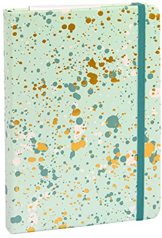 Idena 12251 - Notizbuch Sparkle Mint, kariert, 14 x 20 cm, 192 Seiten, 100 g/m², mit Froschtasche, Leseband und Gummiverschluss, 1 Stück