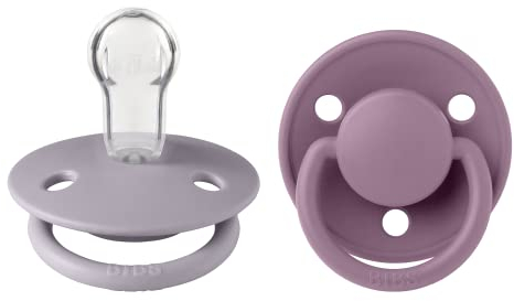 BIBS De Lux Schnuller 2er-Pack, BPA-frei, Kirschform Nippel. Silikon, Hergestellt in Dänemark. 0-36 Monate (2er Pack), Fossil Grey/Mauve
