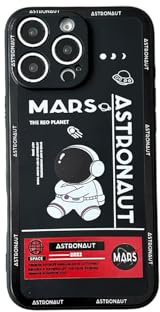 Yonds Queen for iPhone 14 Pro Cute Case, Cool Cartoon Astronaut Space Mars Rocket Design Stylish Bumper TPU Rubber Protective Anti-Slip Shockproof Fashion Case(Black, iPhone 14 Pro)