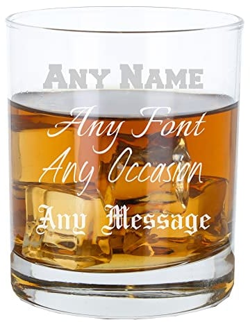Personalised Engraved Whiskey Tumbler Glass 305ml/10oz Whisky Lowball Tumbler Glasses Personalised gifts for men Birthday Christmas Anniversary Wedding Gift Personalise with Any Message Any Occasion