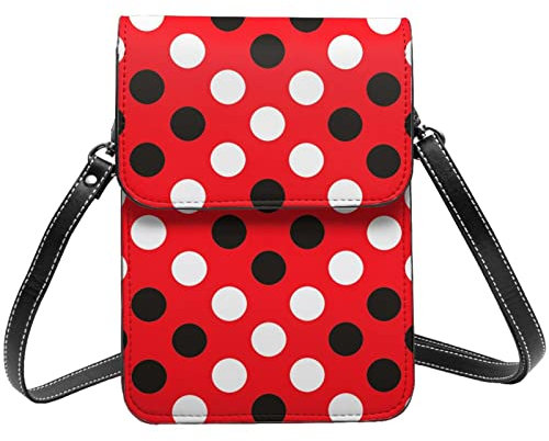 AABSTBFM Schöne gepunktete Umhängetasche für Damen und Mädchen, Geldbörse, Handtaschen, PU-Leder, Handytasche, Rot / Weiß gepunktet, Einheitsgröße