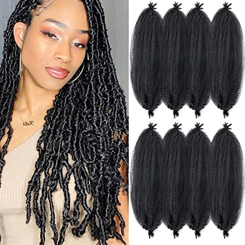 lianlian 24 inch 8 Packs Pre-Separated Springy Afro Twist Hair Synthetic Marley Crochet Braiding For Distressed Soft Locs Extension For Black Women (24 inch, 1B)