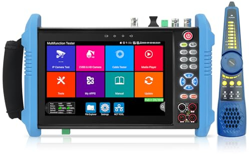 Rsrteng CCTV Camera Tester, 8K 32MP 4K 12MP IP Camera Tester with POE++ Max 90W 8MP AHD CVI TVI SDI Coaxial Camera Test Digital Multimeter 1CH SFP Interfaces Cable Tester Network Tools