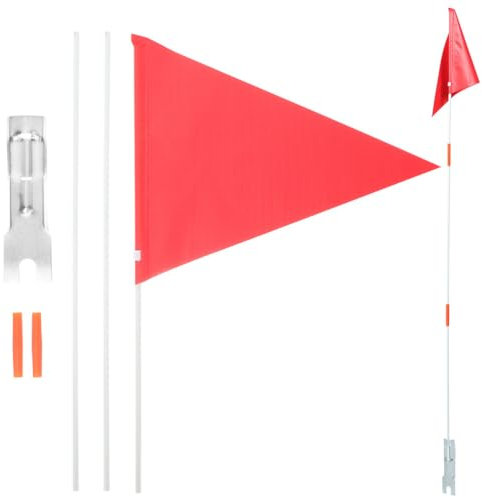 Bike Flags with Pole for Safety 2 Sets of with Pole Reflective Bike Trailer Safety Flag with Bicycle Mounting Bracket Height Visibility Bicycle Safety Flag (Red)
