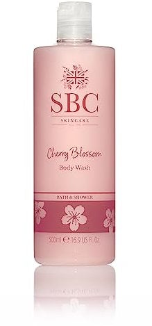 SBC Skincare Cherry Blossom Body Wash 500ml - Delicately Fragranced, Pampering Bubble Bath or Shower Gel