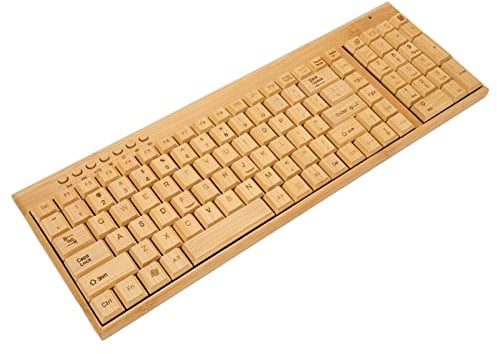 Yunseity Tastiera e Mouse in bambù, Tastiera in Legno Wireless da 2,4 GHz, Tastiera o Mouse per PC, Scelte (Tastiera)