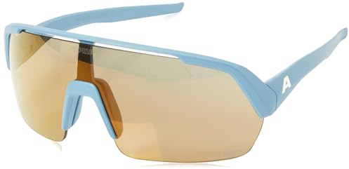 ALPINA TURBO HR Q-LITE - Wasserabweisende, Kontrastverstärkende & Beschlagfreie Sport- & Fahrradbrille Mit 100% UV-Schutz Für Erwachsene, smoke-blue matt, One Size