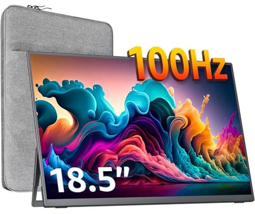 cocopar 18.5 inch portable monitor- 1080P IPS 100Hz 120% sRGB Gaming Monitor USB-C HDMI Large Portable screen for Laptop MacBook Surface PC Xbox PS4/5 Travel Monitor with Kickstand VESA Speakers