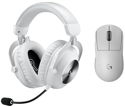 Logitech G PRO X2 Lightspeed Cuffie Gaming Wireless, Microfono a Braccio Rimovibile & PRO X SUPERLIGHT 2 LIGHTSPEED Mouse da Gioco Wireless, Leggero, Tasti Ibridi LIGHTFORCE - Bianco