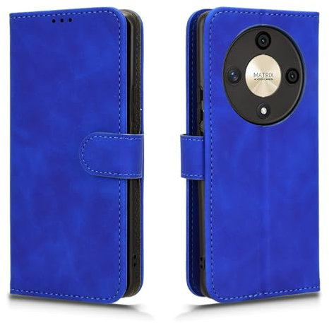 HAOYE Coque pour Huawei Honor Magic 6 Lite / Magic6 Lite, Etui Protection Housse Premium en Cuir PU Flip Case Portefeuille ave ID Carte de Crédit Slot Fermeture Magnétique, Bleu