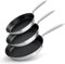COOKNANO Frying Pans Set of 3 (20 cm + 24 cm + 28 cm), 4-Layer Stainless Steel Non-Stick Pan, Ergonomic Handle, Suitable for All Hobs Including Induction