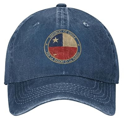 TeysHa Baseballkappe Snapback Sonnenhut Vintage Republik Chile Flagge Baseballkappe Unisex Distressed Denim Snapback Cap Outdoor Laufen Golf Unstrukturierte weiche Hüte Kappe