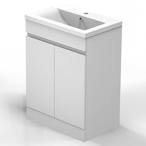 Skybathroom Freestanding Bathroom Vanity Basin Sink Cabinet Unit Matt White 2 Soft Close Door Hinges Storage Furniture Rectangular - 500mm