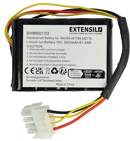 EXTENSILO Akku kompatibel mit AL-KO Solo Robolinho 1000, 700, 700E, 1100 Rasenmäher (3400mAh, 18V, Li-Ion)