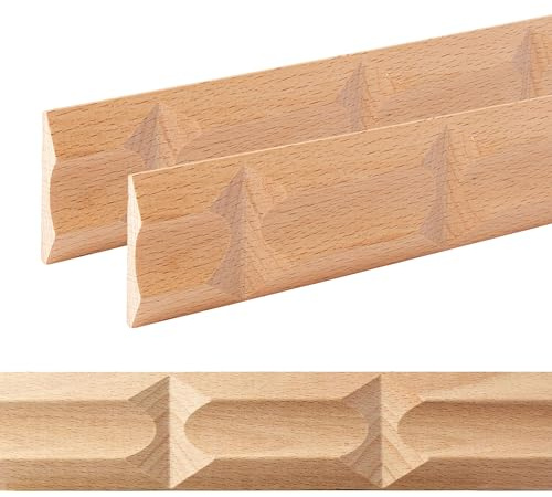 ben+camilla.com Ornament Leiste Holz für Möbel in 40 x 8 x 1000 mm | 2-er Set = 2 Meter | SB-417 mit 3D Geometrisch Buche | Zierprofile Friesenleiste Wandleiste Profilleiste