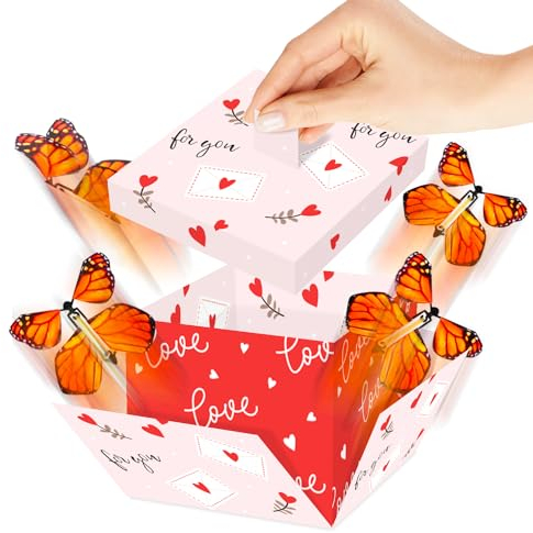 FETTIPOP DIY Geschenkbox Schmetterlings Explosion (Love) 8,5x14x11 cm, Geschenkkarton Überraschung