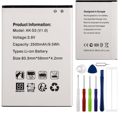 E-yiiviil Ersatzakku AK-S3 Kompatibel mit Emporia SMART 3 Mobile Phone Smartphone Seniors with Tools