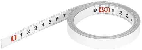 PATIKIL Selbstklebendes Maßband 5m Stahl Maßband Körper Links nach rechts, Werkbank-Maßstab mit klebriger Rückseite für Holzarbeiten, Nähen, Sägen, Zeichentisch, Weiß.
