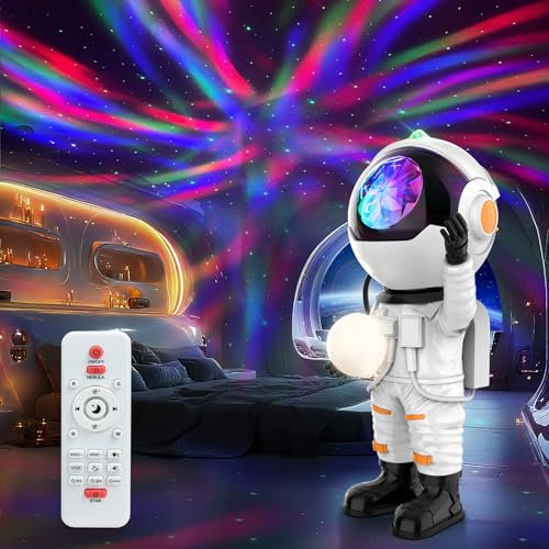 Anysun Proiettore Stelle Soffitto di Astronauta, Luce Notturna con Telecomando e Timer, Proiettore Galassia Soffitto Aurora per Camera da Letto, Cameretta dei Bambini, Decorazioni per la Stanza, Feste