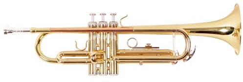 Karl Glaser Bb Trompete 401, Messing, Goldmessing Neusilber mit Mundstück und Koffer