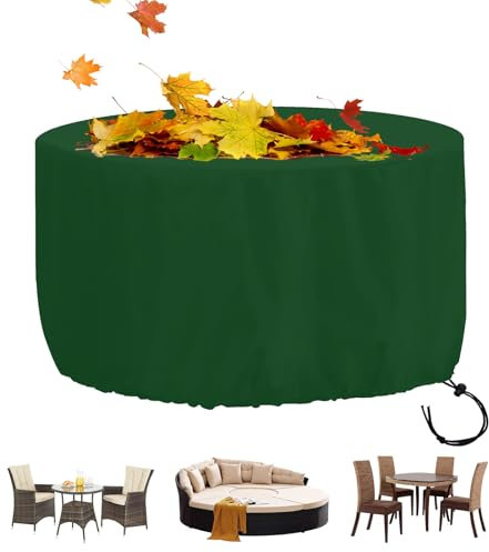 TYPYMY Housse Table de Jardin Ronde,Housse Salon de Jardin Exterieur,Housses pour Mobilier de Jardin,Table de Jardin Imperméable Bâche,Housse Protection Table Jardin Imperméable,150x90cm,Vert