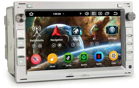 Erisin 8-Core Android 13 4GB+64GB GPS Navegación Radio Coche Bluetooth Autoradio para VW Passat B5 Golf 4 Sharan Polo Lupo T5 Skoda Octavia Seat Ibiza 6L IPS CarPlay Android Auto WiFi Dab+ CANBUS DSP