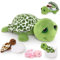 MorisMos 33cm groß Schildkröte Kuscheltier XXL mit 3 Babys im Panzer, weich Schildkröte Plüschtier Stofftier, Turtle Geburtstag Weihnachten Geschenk Kinder