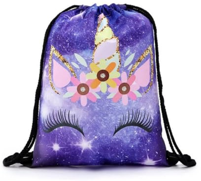 MHDAMAI Einhorn Kordelzugtasche,Einhorn Kordelzug Rucksack Turnbeutel Gym Sack Beutel 3D Fullprint Rucksack Kordelzug Leinwand Tasche für Jungen Mädchen Gym School Swimming Pool Beach Camping Travel