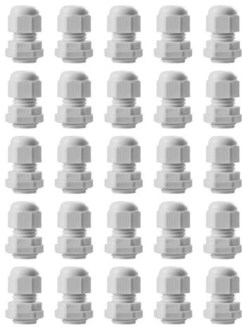 25 raccordi per cavi M16, IP68, impermeabili, passacavi per esterni, scatola di derivazione, in nylon e plastica, colore bianco