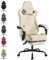 SUKIDA Gaming Stuhl Computerstuhl Ergonomischer Gaming Chair mit Fußstütze Bürostuhl Ergonomischer Computerstuhl mit Lendenwirbelstütze Beige
