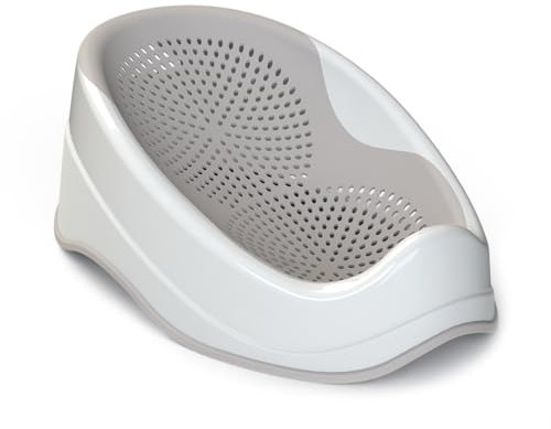 BABYLON DOLPHIN Siege de bain pour bebe de 0-6 mois – Ergonomique baignoire bébé – Hypoallergénique, Résistant à la moisissure – Antidérapant – Transat de bain pour bebe – Siege bebe douche – gris