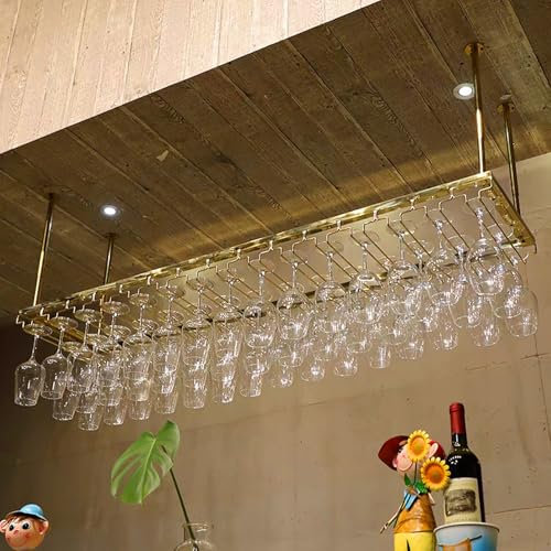 Whnoorher Deckenregale, hängendes Weinglas-Regal, Metall-Stielglas-Organizer-Halter, höhenverstellbare Kelch-Aufbewahrungsregale für Bar, Theke, Restaurant, Café(80x35cm(32x14inch))