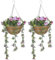 HOMCOM Set of 2 Decorative Artificial Plants, Faux Silk Azalea Flowers in Hanging Baskets, Fake Plants for Home Indoor Outdoor Decor, Pink and White