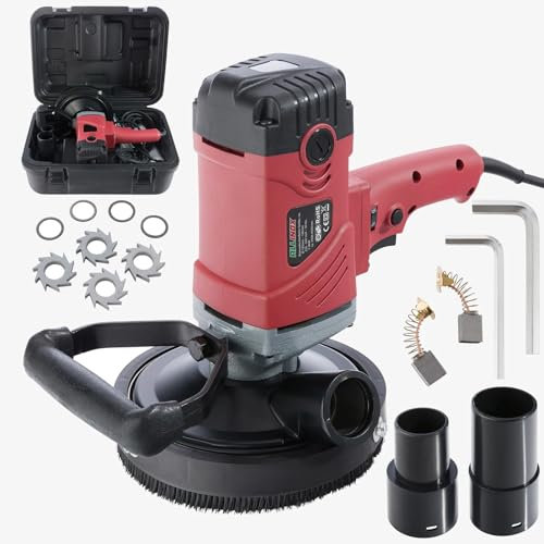 ALLINOX Levigatrice Elettrica 230V Per Calcestruzzo 140 mm PROFESSIONALE Con Motore 1500W Smerigliatrice Per Cemento a 6 Velocità KIT Per Restauro Senza Polvere UNIVERSALE