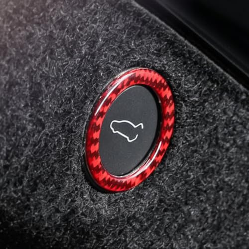 BETTERHUMZ Kofferraumklappen-Aufkleber für Tesla Model 3 Highland Model Y Juniper 2020 – 2025 kompatibel, Carbon-Fiber-Innentuning-Zubehör (rot, Gen 3.0)