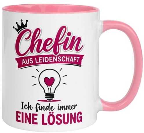 Chefin Tasse | Chefin aus Leidenschaft – Ich finde immer eine Lösung | Geschenk Teamleiterin Projektleiterin Geschäftsführerin Abteilungsleiterin
