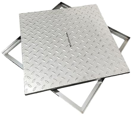 LUNAIZHUO Chiusino Pozzetto in Acciaio Inossidabile Ispessito, Coperchi Pozzetti Settica Rinforzato Antiscivolo, Tombino per Cucina, Vialetto, Cortile(40x40x2.5cm/16x16x1in)