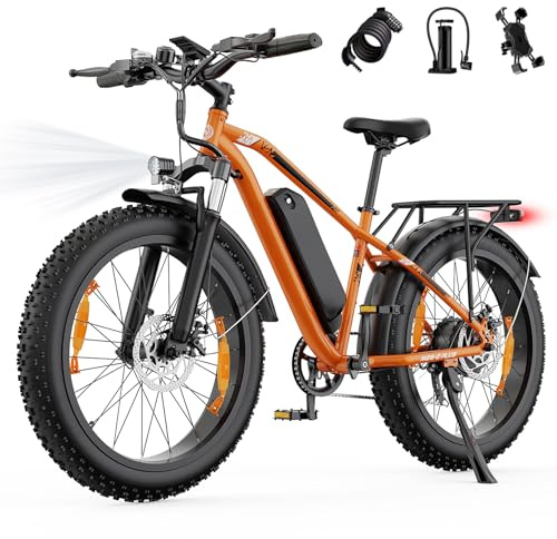 AOIHO E Bike, E-Bike Herren mit 48V 15Ah/13Ah Akku Bis 100-120KM, 26 * 4.0 Zoll Fat Tire 80NM Motor, EBike Damen LCD-Display, 7-Gang-All-Terrain E Fatbike, EMountainbike Für Stadtpendler & Wildn