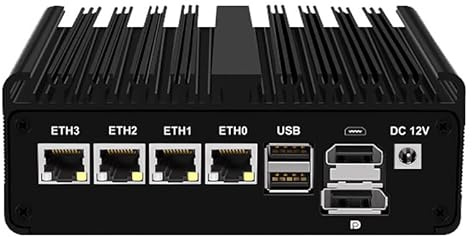 UDPTCP Fanless J6412 Mini PC Micro Firewall Appliance, 4 * 2.5Gbe i226 Porte LAN Power Over Ethernet Mini Computer DDR4, 6* USB/HD+DP/COM/Home Office Network Router/PC industriale, 8GB RAM 256GB SSD