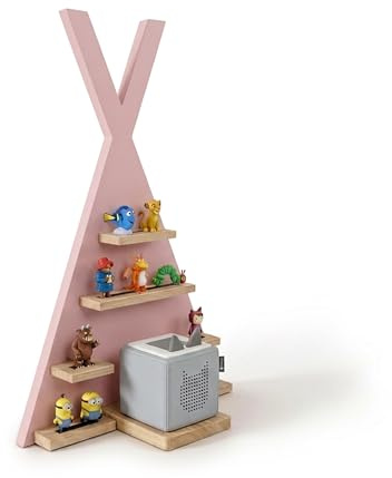 Relaxdays Toniebox Regal, magnetisch, für Hörspielbox & 34 Tonies, Zelt, HxBxT: 69x49x9 cm, Toniefigurenregal, rosa