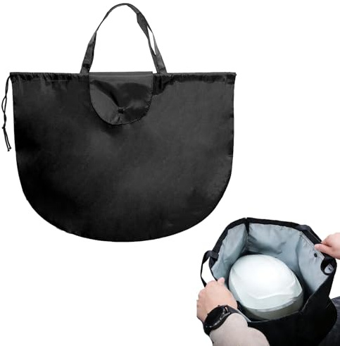 Sac Casque Moto avec Cordon de Serrage, 60 x 48 cm, Grande Taille Imperméable et Pliable avec Poignée, pour Casque Moto Vélo Ski Basket et Gants de Conduite