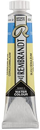 Rembrandt Watercolour Tube 20 ml - Cerulean Blue 534 - Professional Quality, High Lightfastness, Gum Arabic, Artist's Choice